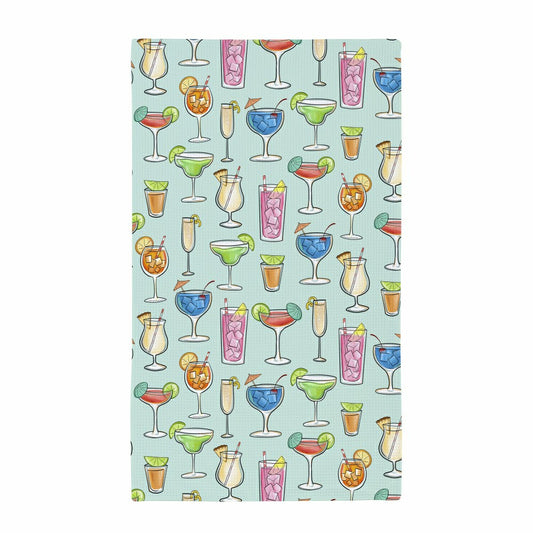 Plow & Hearth Kitchen Towel Quick Dry Waffle Weave Double-Sided, Cocktails, 30"L x 1