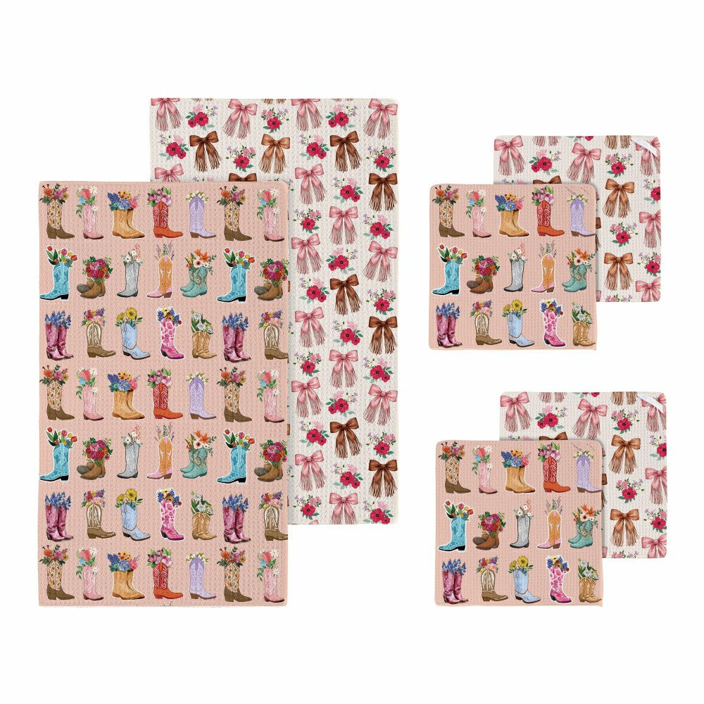 Plow & Hearth Quick Dry 1pc Kitchen Towel and 2pc Dish Cloth Kitchen Gift Set