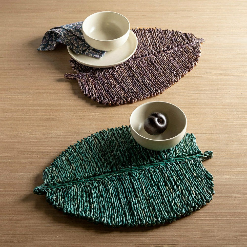 Plow & Hearth Leaf Placemats Set of 4 Blue