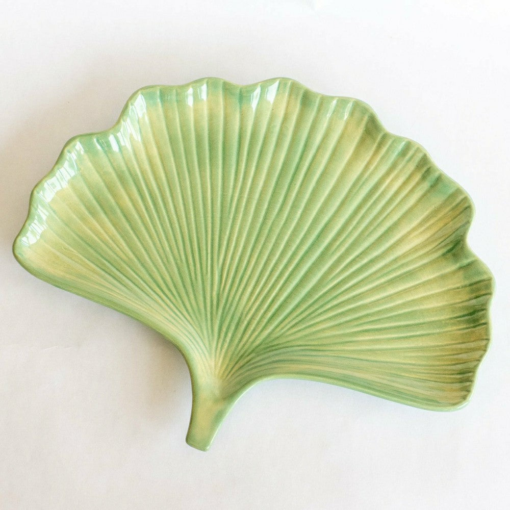 Plow & Hearth Ceramic Ginkgo Leaf Tray