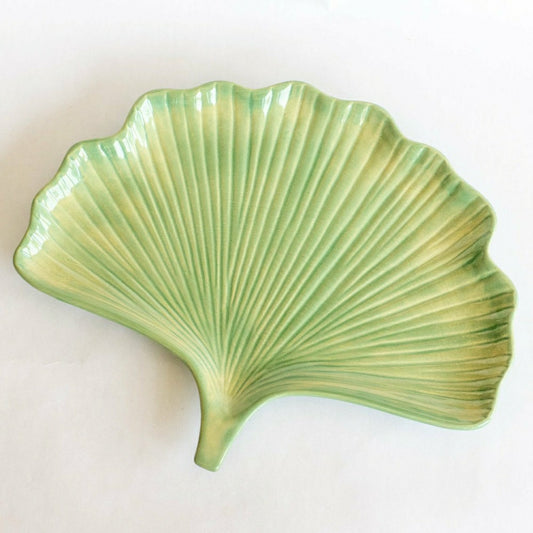 Plow & Hearth Ceramic Ginkgo Leaf Tray