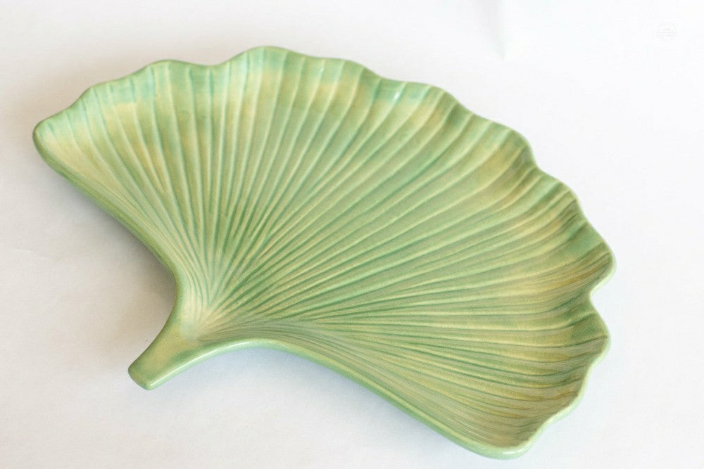 Plow & Hearth Ceramic Ginkgo Leaf Tray