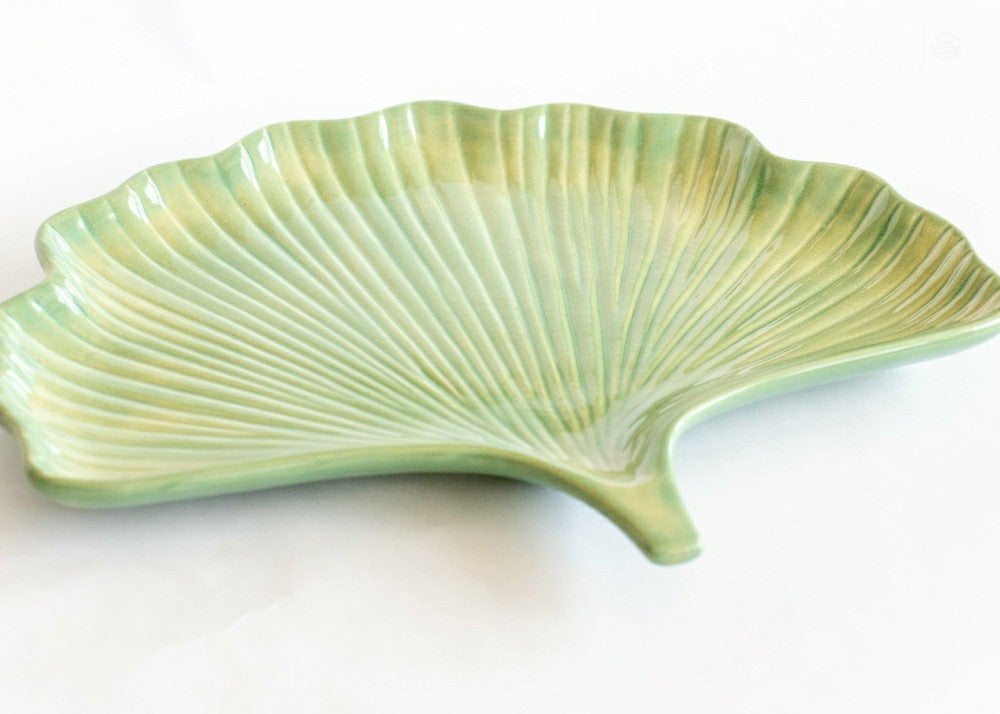 Plow & Hearth Ceramic Ginkgo Leaf Tray