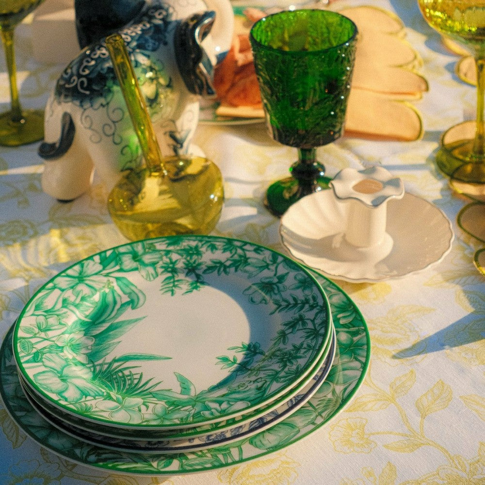 Plow & Hearth Monsoon Verdant Starter Plate - Set of 4 (+1 Bonus Plate)