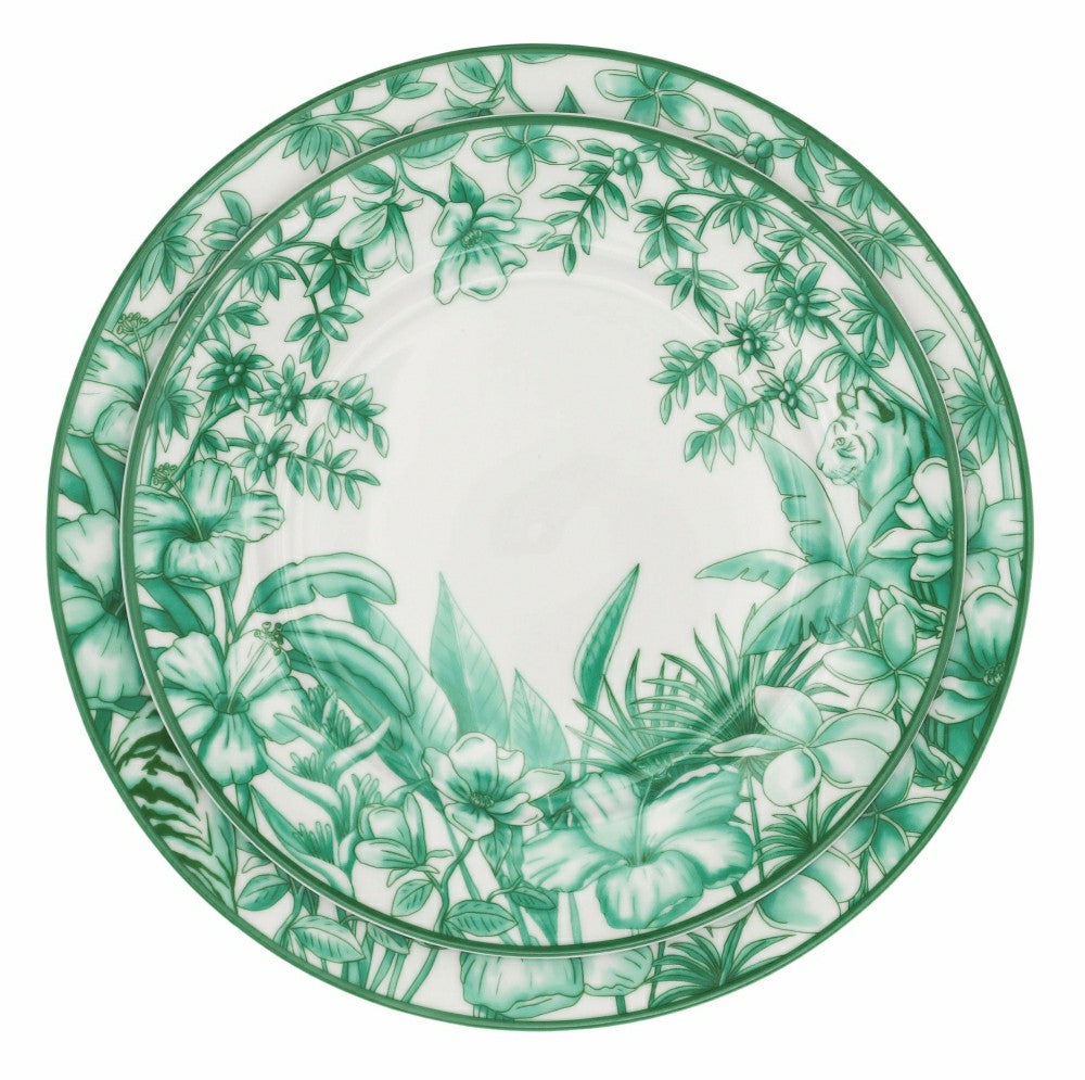 Plow & Hearth Monsoon Verdant Starter Plate - Set of 4 (+1 Bonus Plate)