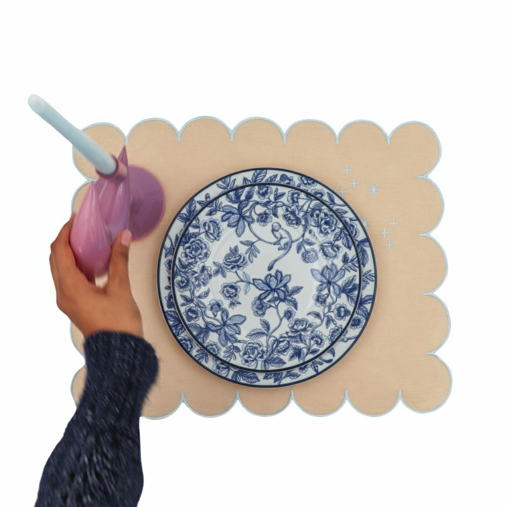 Plow & Hearth Bombay Blue Dinner Plate - Set of 4 (+1 Bonus Plate)