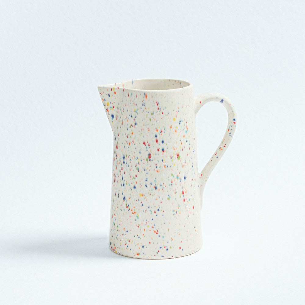 Plow & Hearth White Stoneware Ceramic Pitcher, 51oz