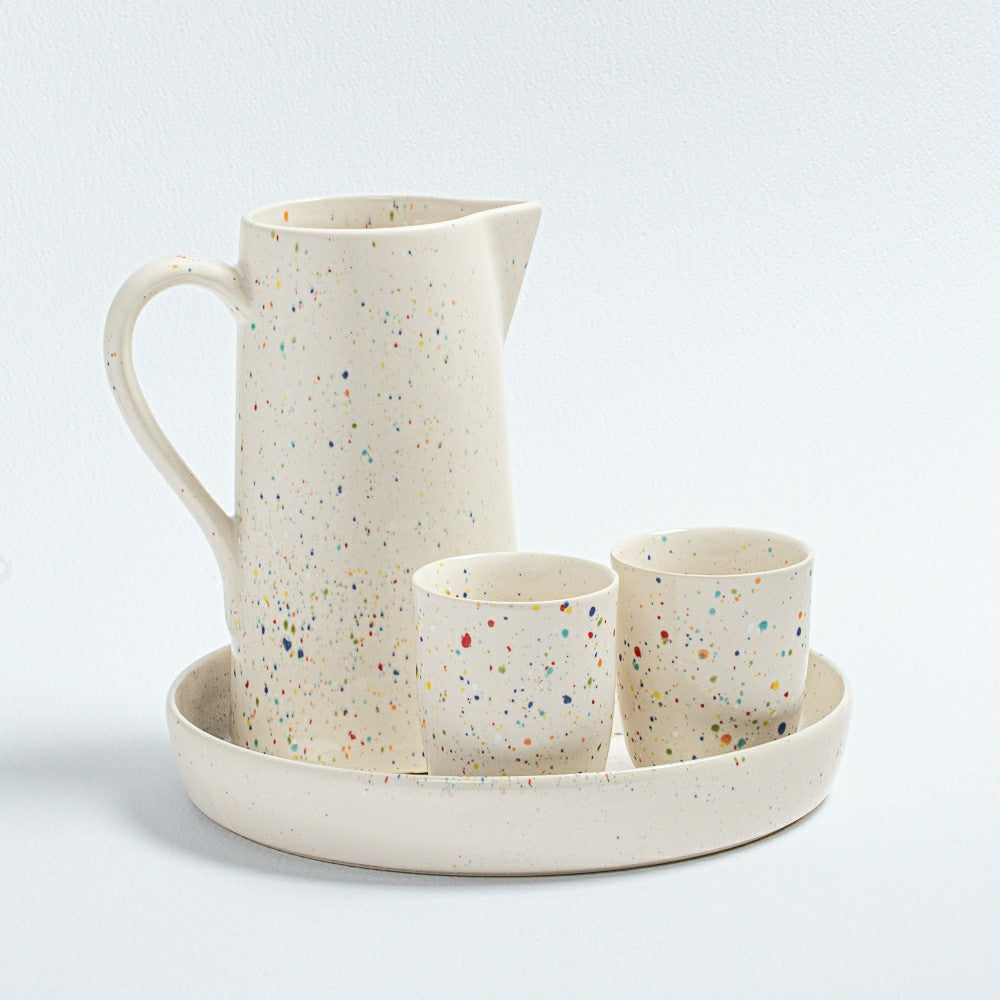 Plow & Hearth White Stoneware Ceramic Pitcher, 51oz