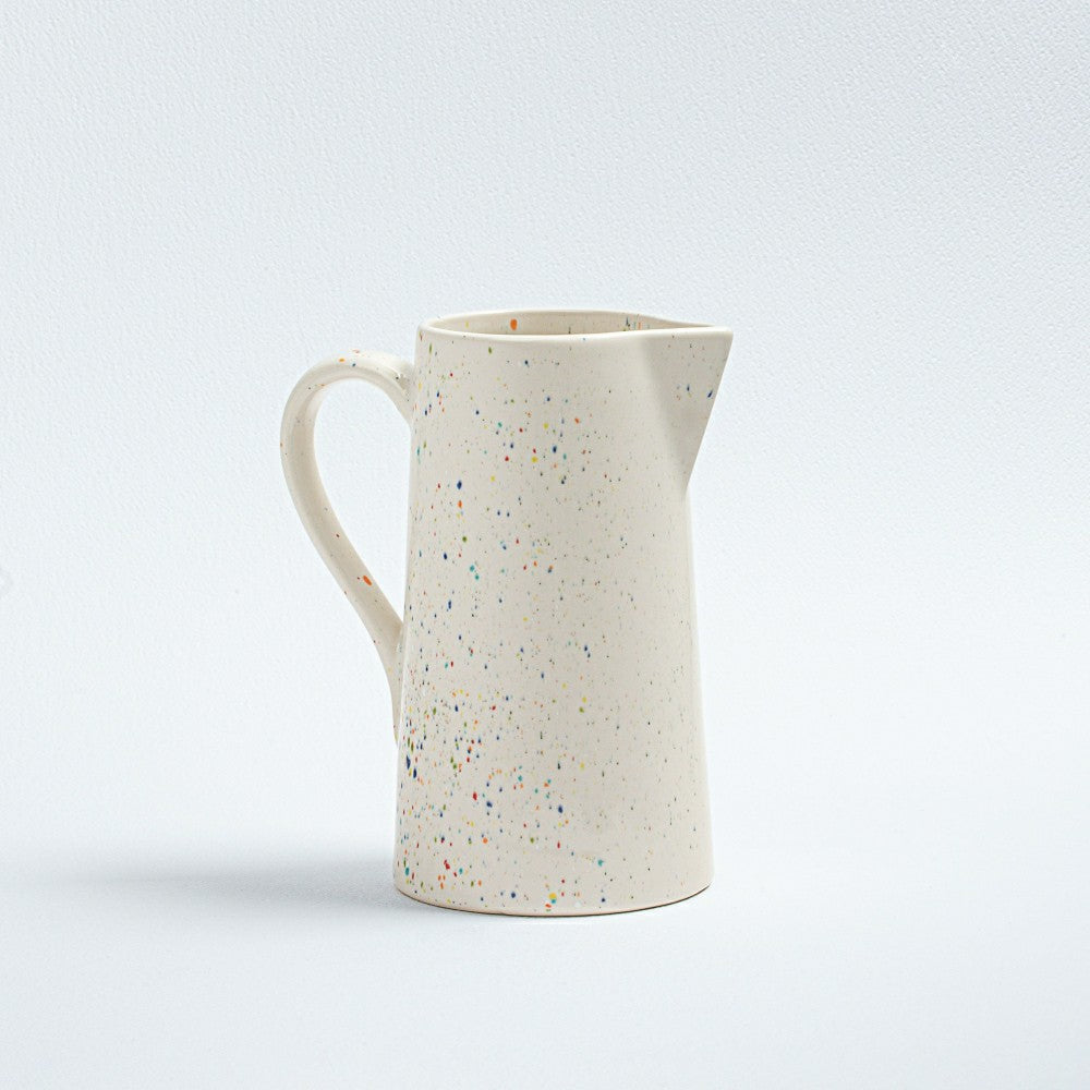 Plow & Hearth White Stoneware Ceramic Pitcher, 51oz