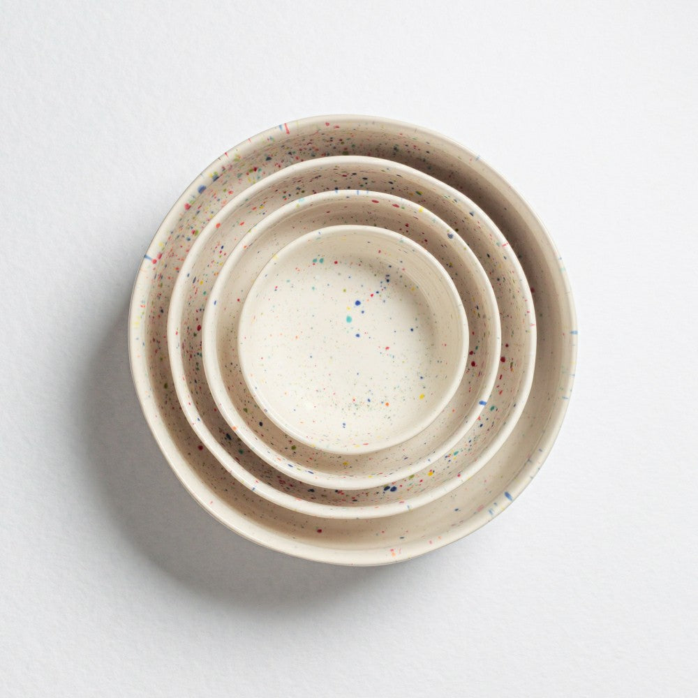 Plow & Hearth White Stoneware Ceramic Big Bowls, Set of 6