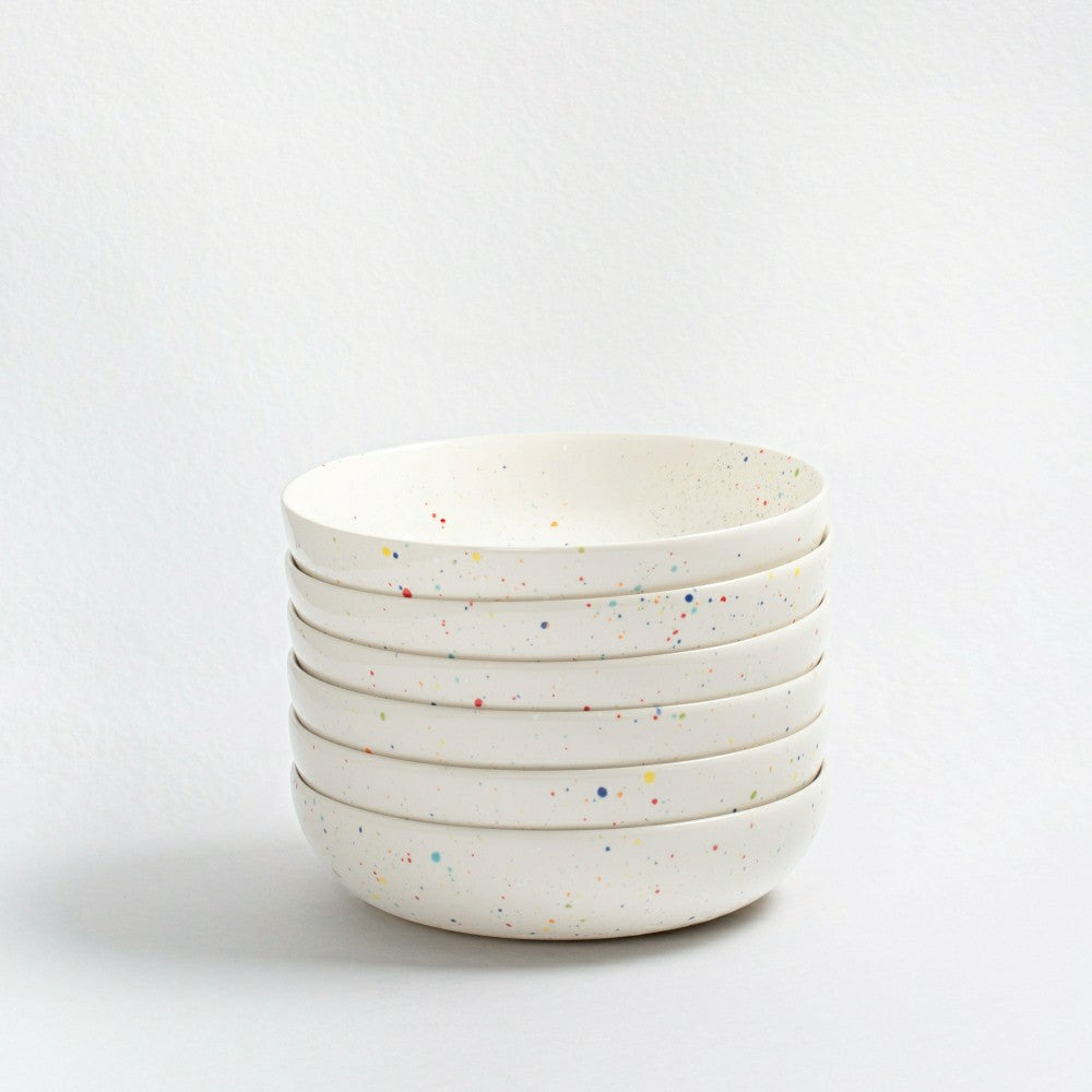 Plow & Hearth White Stoneware Ceramic Pasta Plates, 8.3", Set of 6