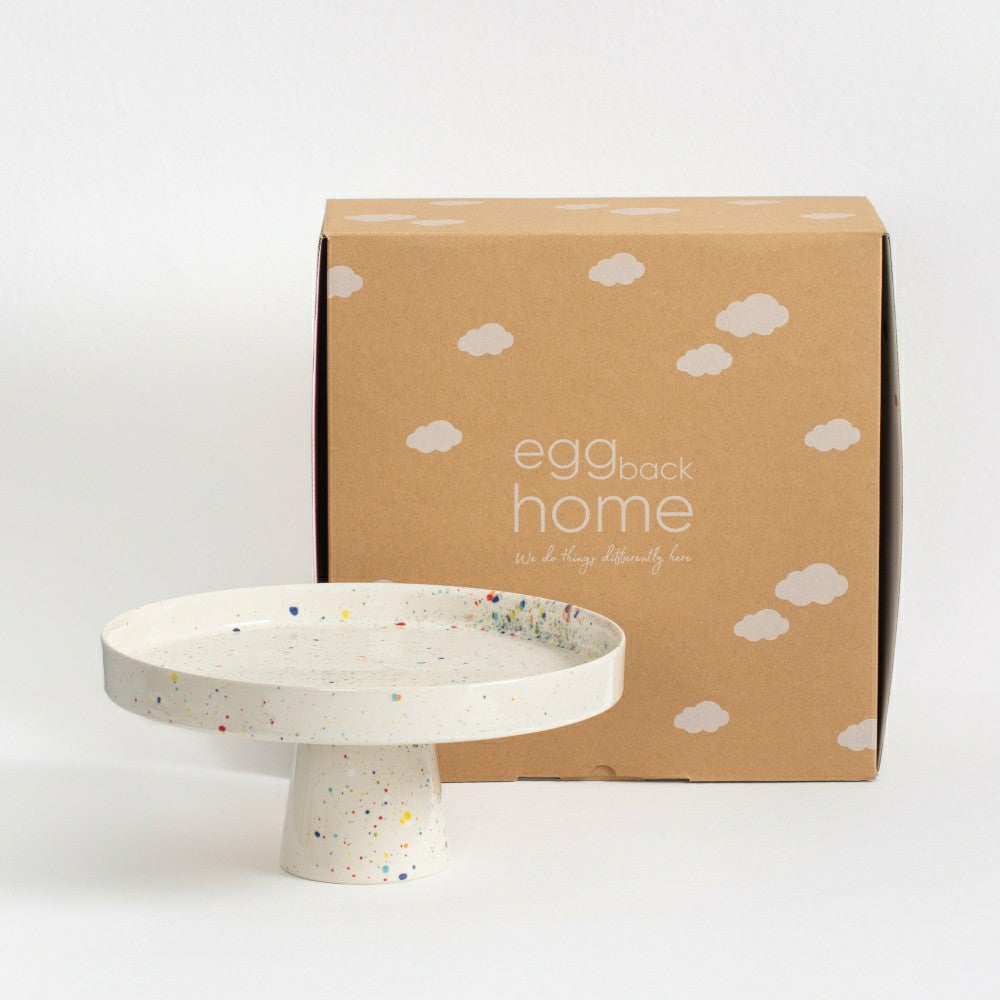 Plow & Hearth White Stoneware Ceramic Cake Stand, 11"