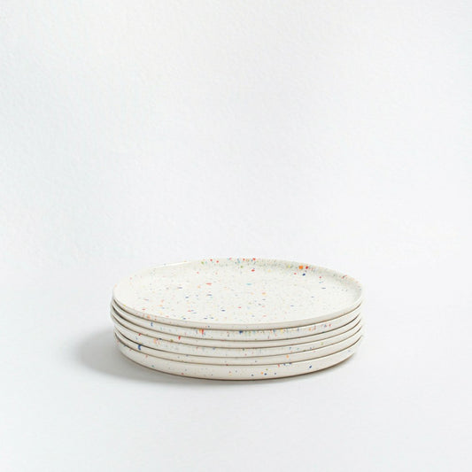 Plow & Hearth White Stoneware Ceramic Salad Plates, 8.9", Set of 6