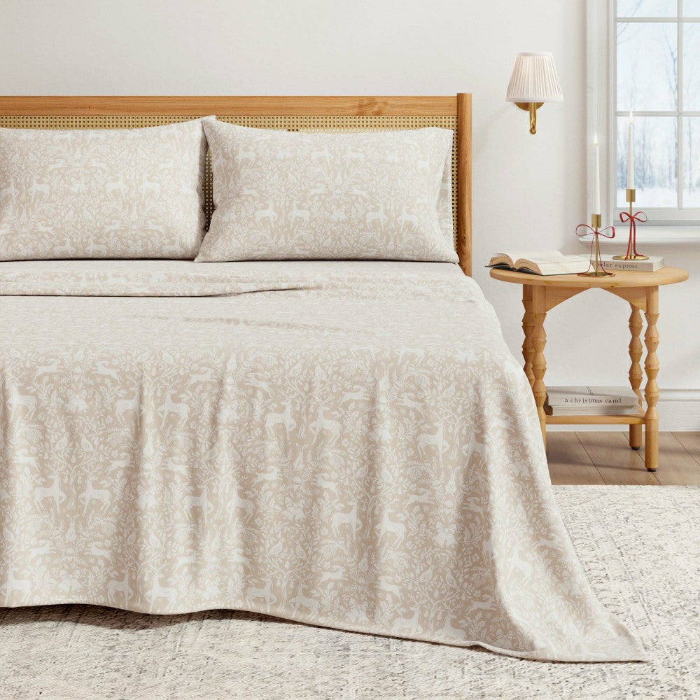 Plow & Hearth Turkish Cotton Flannel Sheet Set - Elevated Holiday Collection