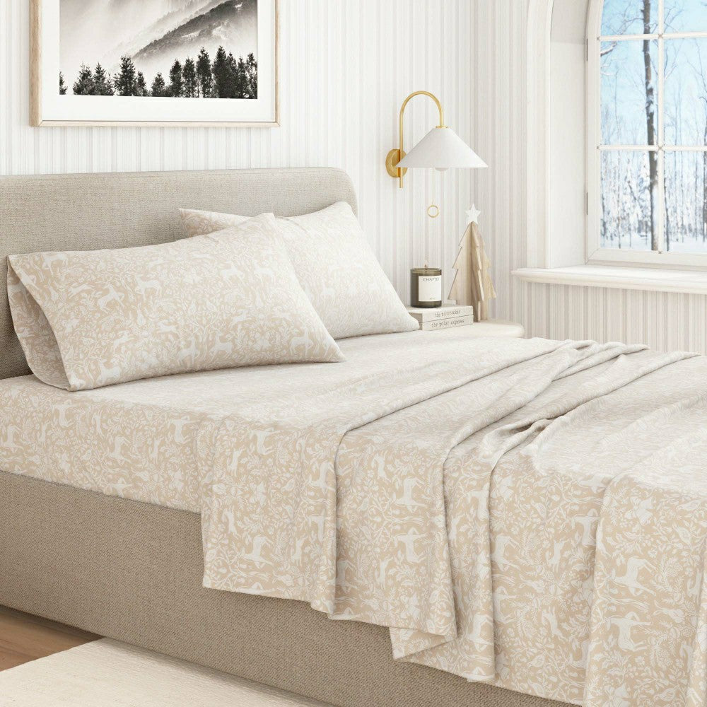 Plow & Hearth Turkish Cotton Flannel Sheet Set - Elevated Holiday Collection