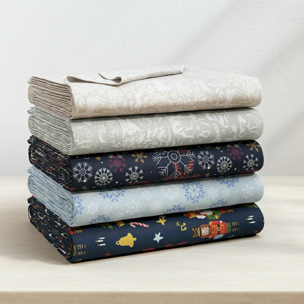 Plow & Hearth Turkish Cotton Flannel Sheet Set - Elevated Holiday Collection
