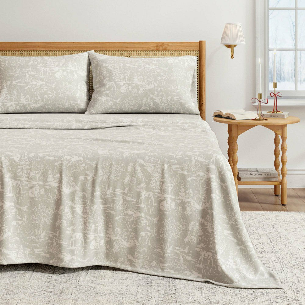 Plow & Hearth Turkish Cotton Flannel Sheet Set - Elevated Holiday Collection