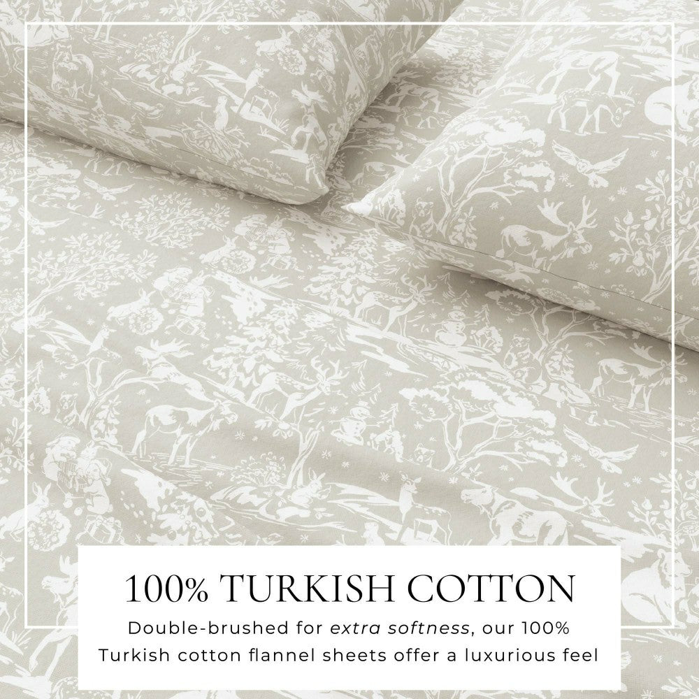 Plow & Hearth Turkish Cotton Flannel Sheet Set - Elevated Holiday Collection