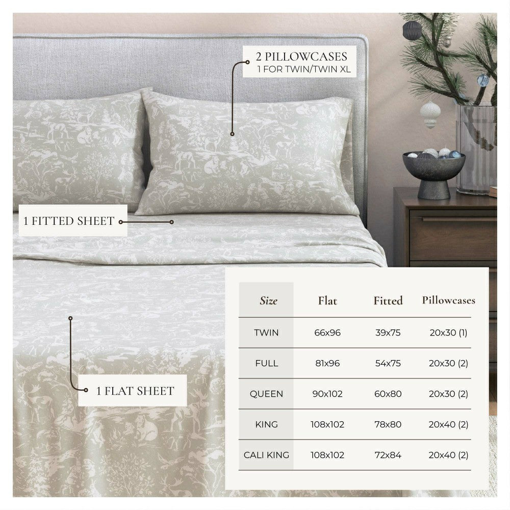 Plow & Hearth Turkish Cotton Flannel Sheet Set - Elevated Holiday Collection