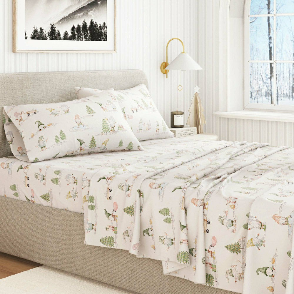 Plow & Hearth Turkish Cotton Flannel Sheet Set - Elevated Holiday Collection