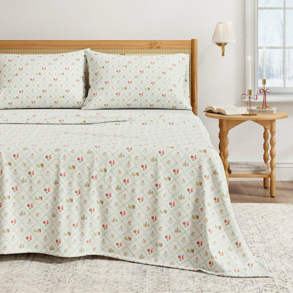 Plow & Hearth Turkish Cotton Flannel Sheet Set - Elevated Holiday Collection