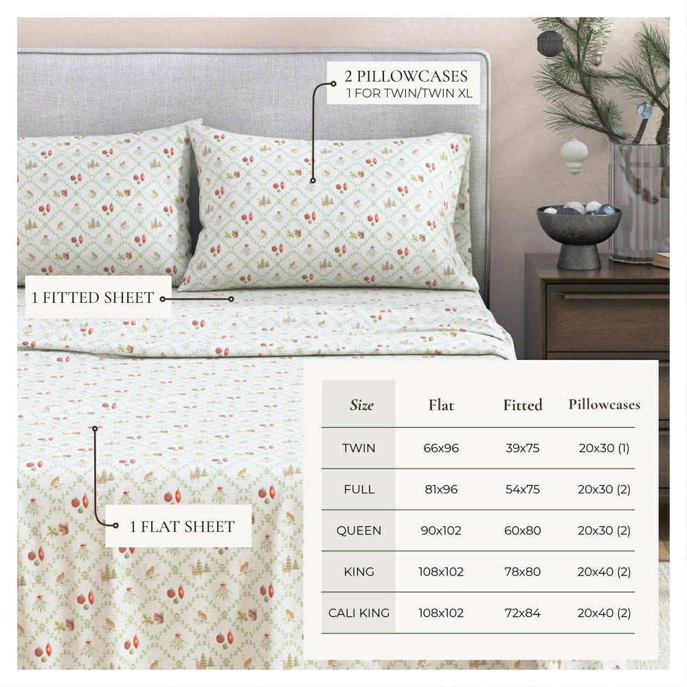 Plow & Hearth Turkish Cotton Flannel Sheet Set - Elevated Holiday Collection
