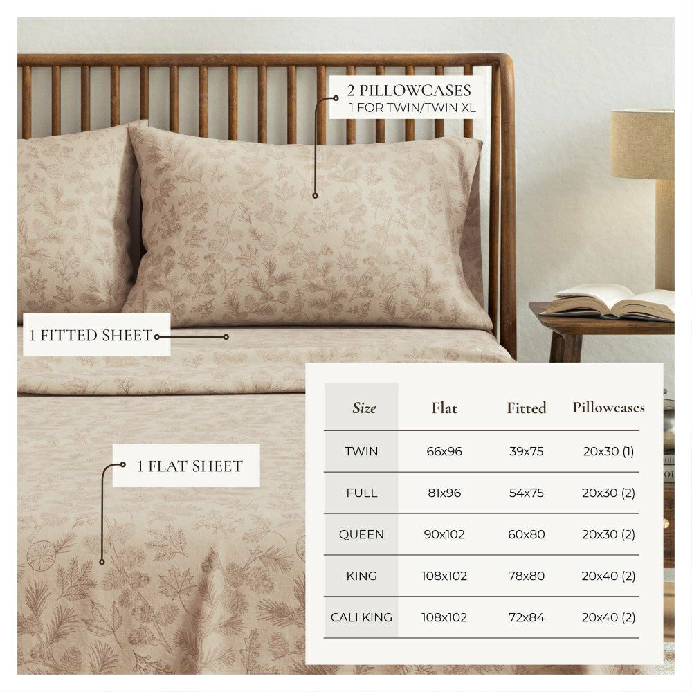 Plow & Hearth Turkish Cotton Flannel Sheet Set - Elevated Lodge Collection