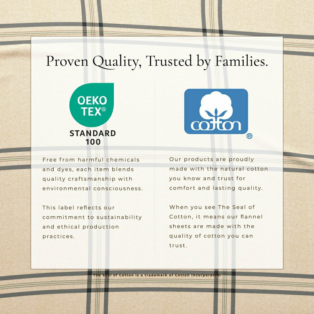 Plow & Hearth Turkish Cotton Flannel Sheet Set - Plaid & Stripe Collection