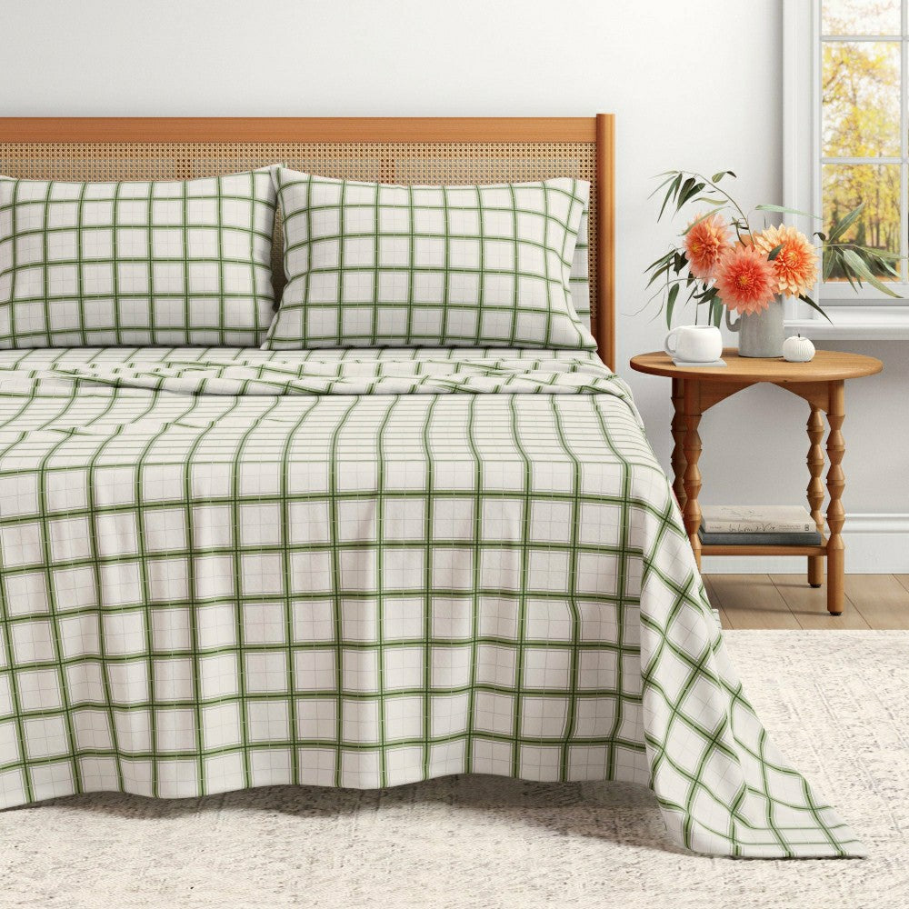 Plow & Hearth Turkish Cotton Flannel Sheet Set - Plaid & Stripe Collection