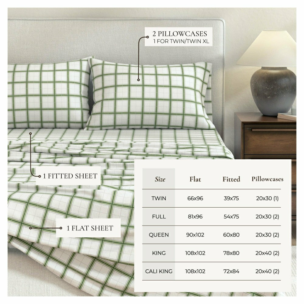 Plow & Hearth Turkish Cotton Flannel Sheet Set - Plaid & Stripe Collection