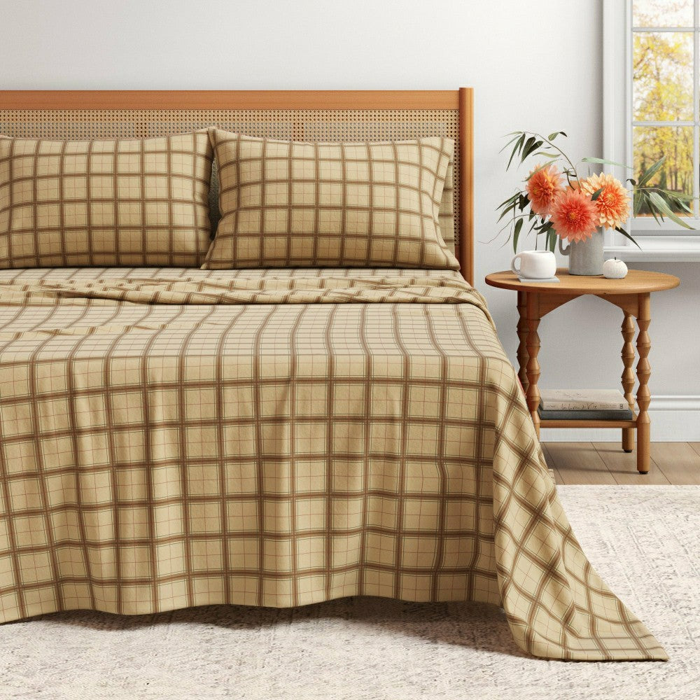Plow & Hearth Turkish Cotton Flannel Sheet Set - Plaid & Stripe Collection