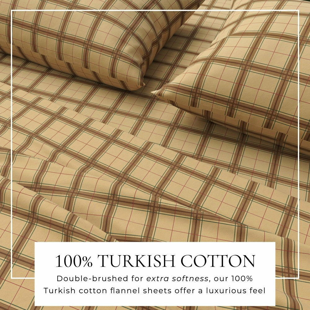 Plow & Hearth Turkish Cotton Flannel Sheet Set - Plaid & Stripe Collection