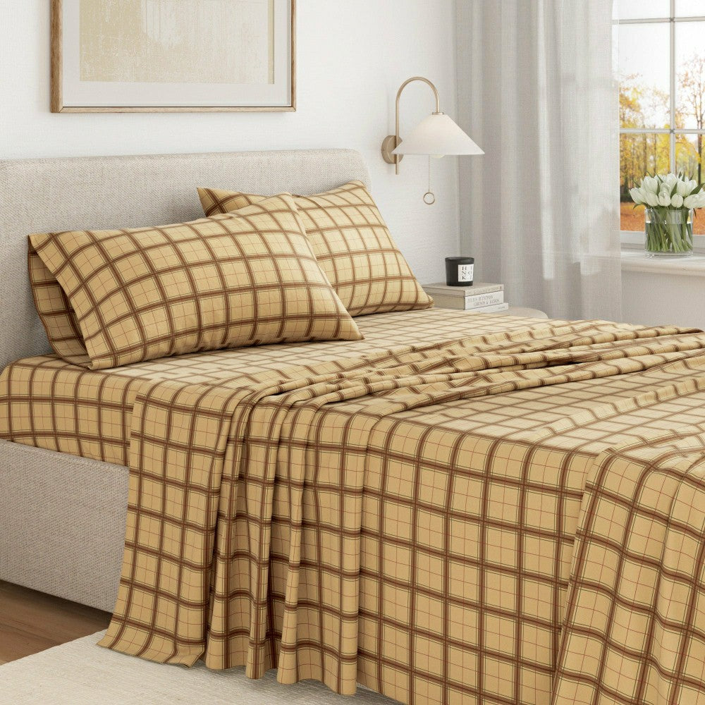Plow & Hearth Turkish Cotton Flannel Sheet Set - Plaid & Stripe Collection