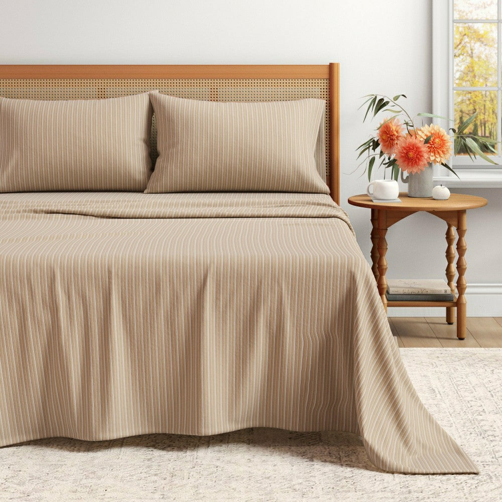 Plow & Hearth Turkish Cotton Flannel Sheet Set - Plaid & Stripe Collection