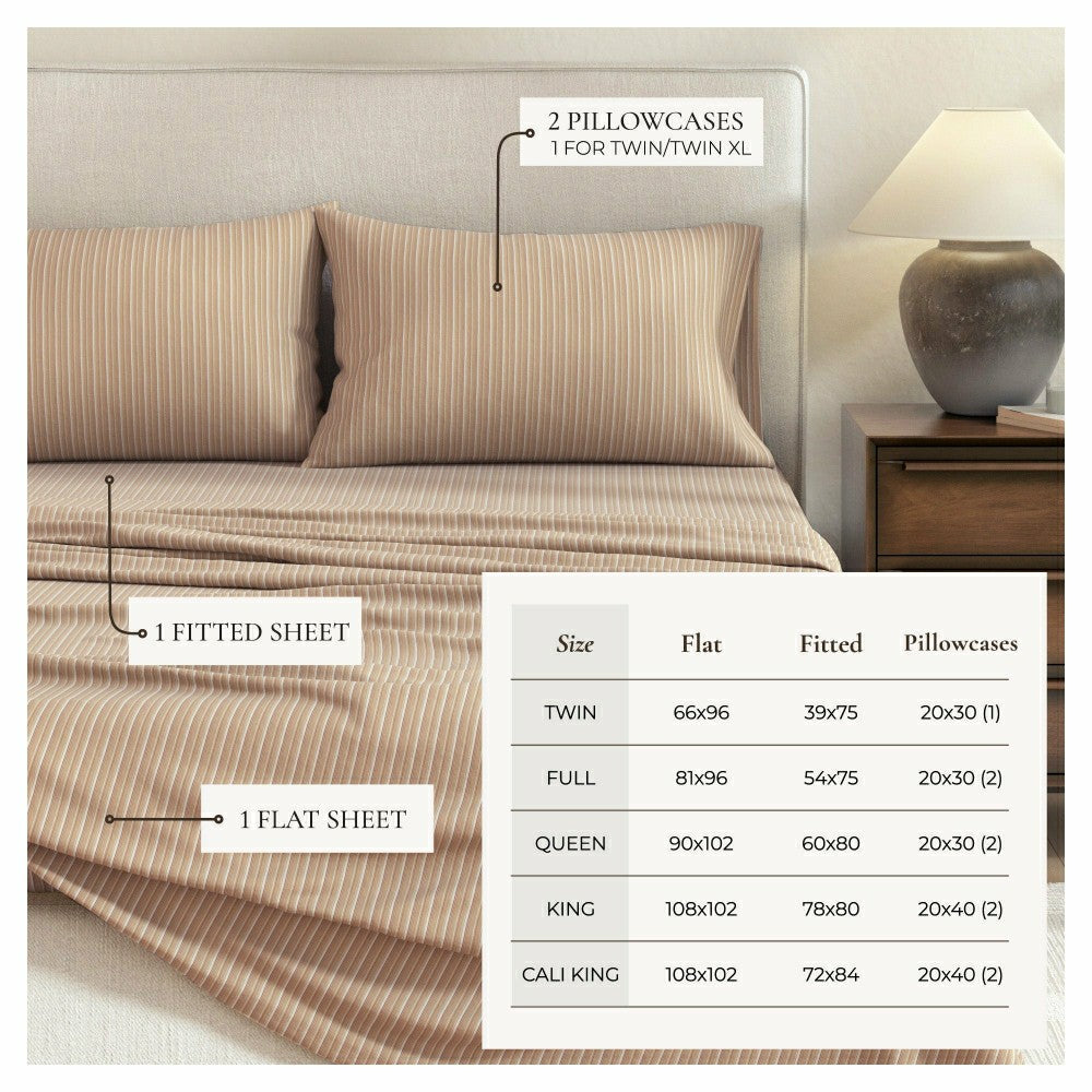Plow & Hearth Turkish Cotton Flannel Sheet Set - Plaid & Stripe Collection