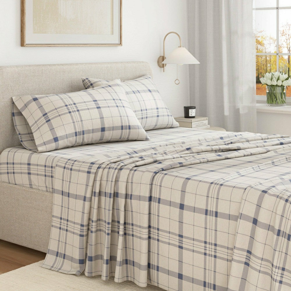 Plow & Hearth Turkish Cotton Flannel Sheet Set - Plaid & Stripe Collection