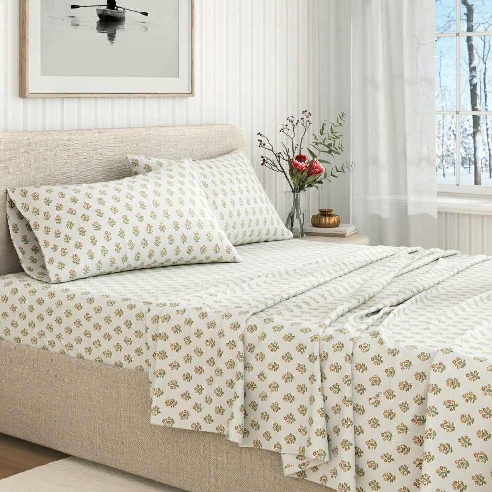 Plow & Hearth Turkish Cotton Flannel Sheet Set - Winter Floral Collection