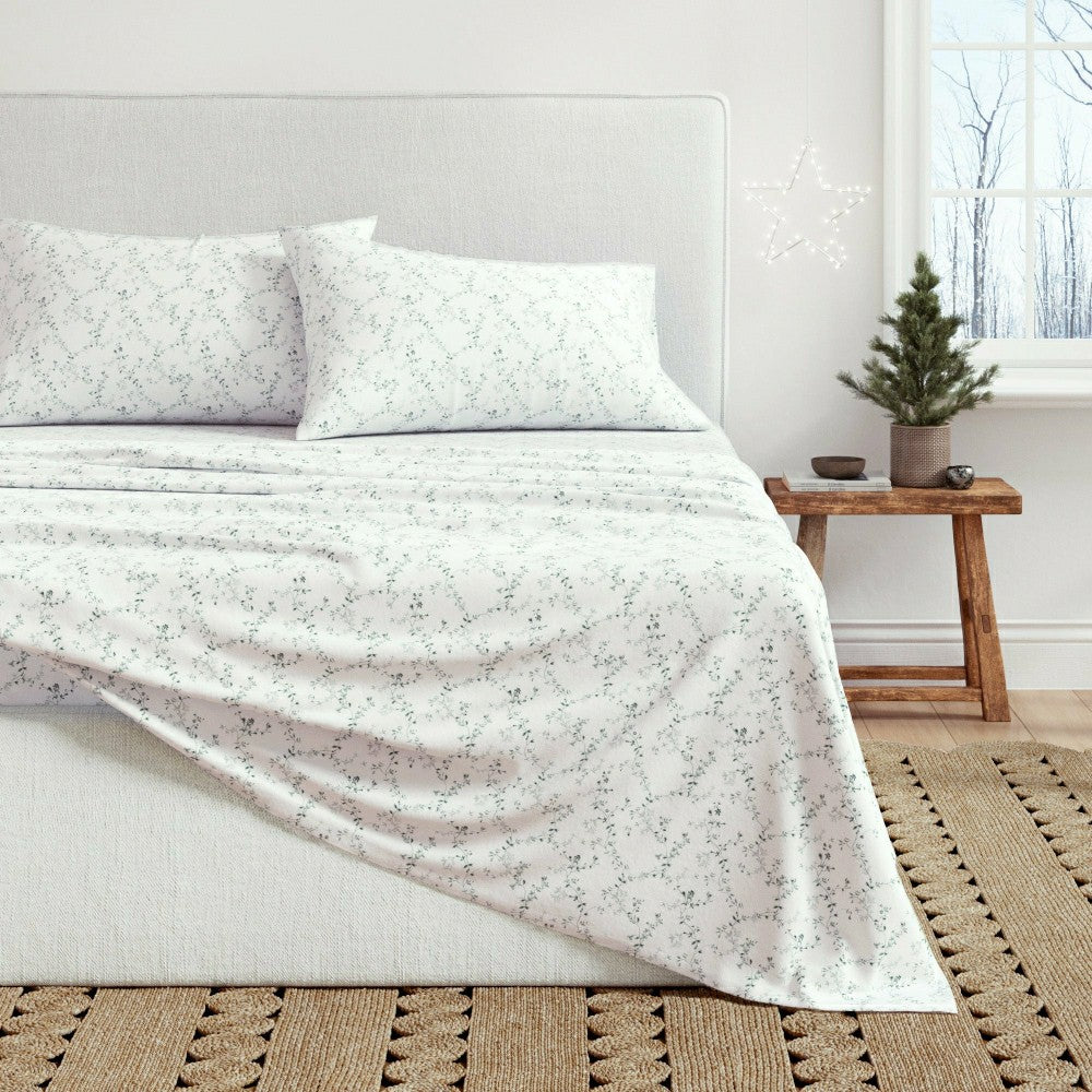 Plow & Hearth Turkish Cotton Flannel Sheet Set - Winter Floral Collection