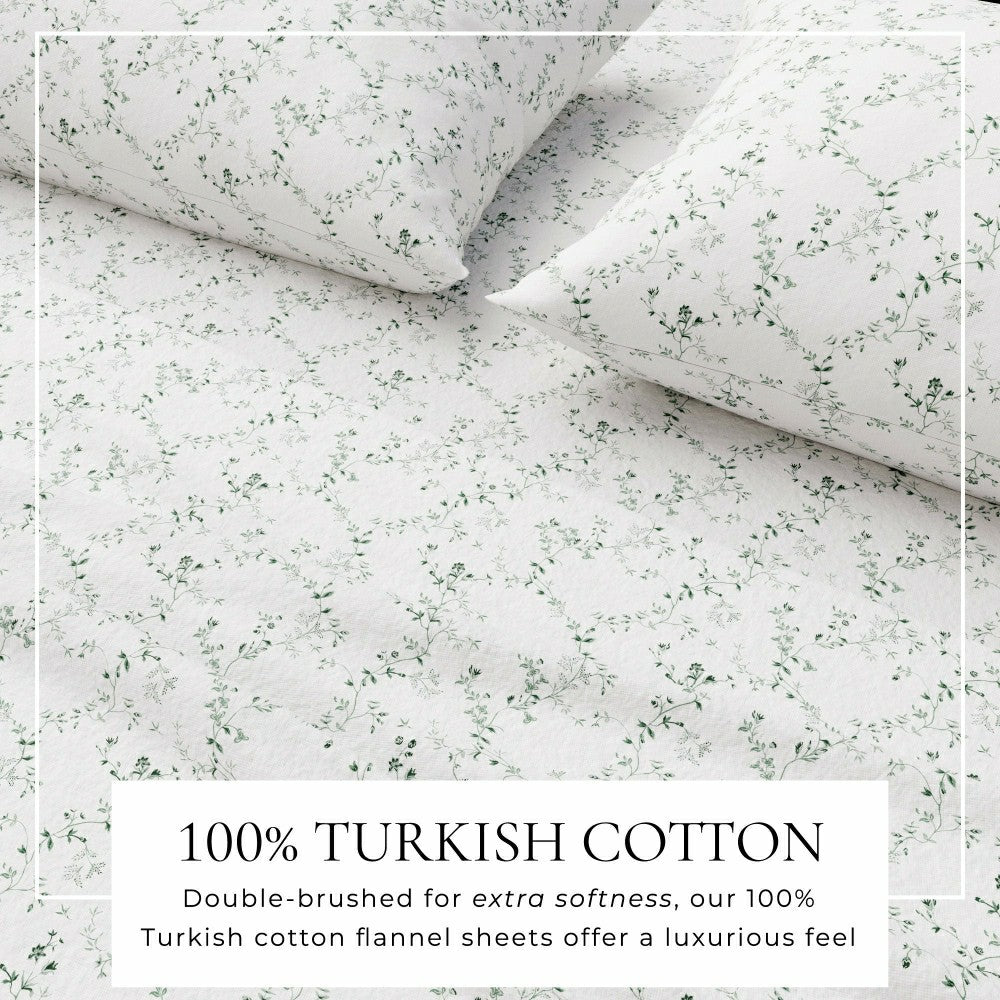Plow & Hearth Turkish Cotton Flannel Sheet Set - Winter Floral Collection