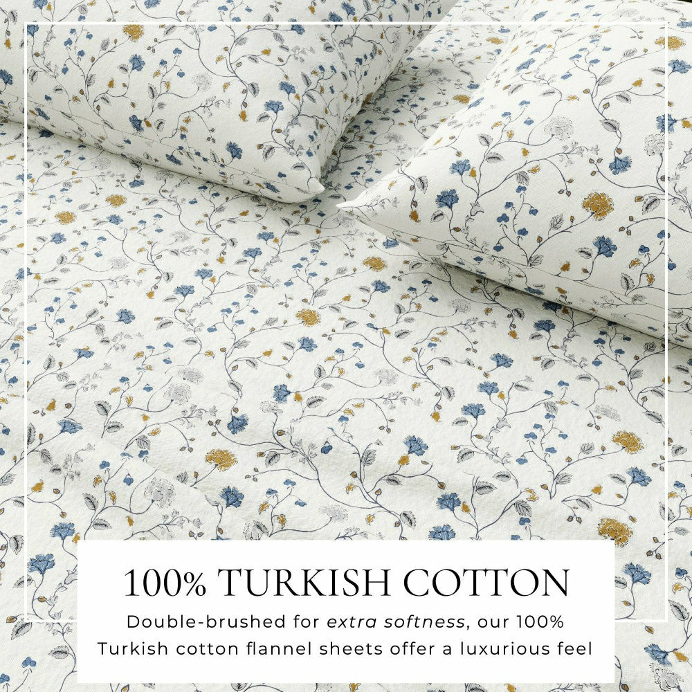 Plow & Hearth Turkish Cotton Flannel Sheet Set - Winter Floral Collection