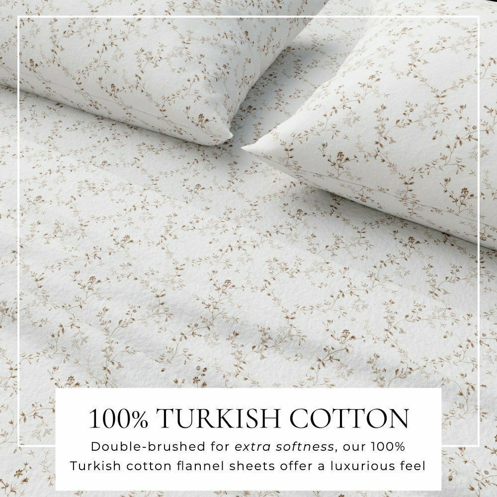 Plow & Hearth Turkish Cotton Flannel Sheet Set - Winter Floral Collection