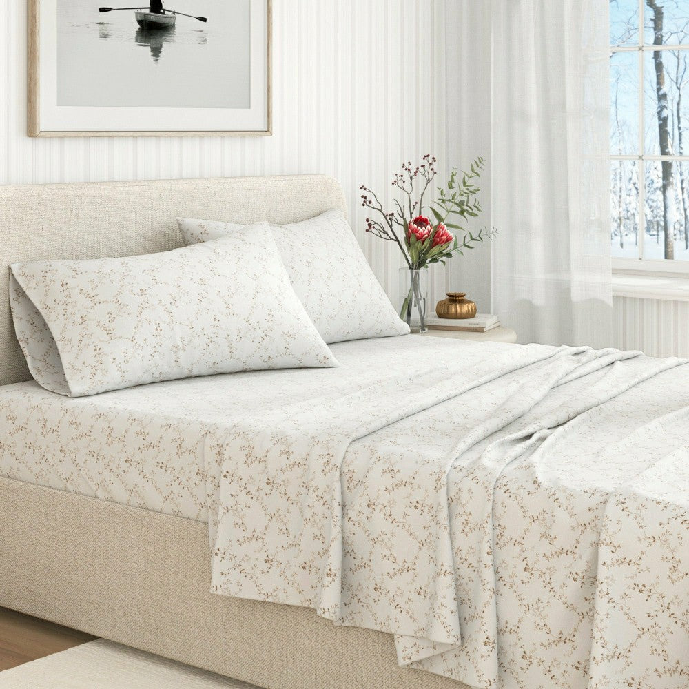 Plow & Hearth Turkish Cotton Flannel Sheet Set - Winter Floral Collection