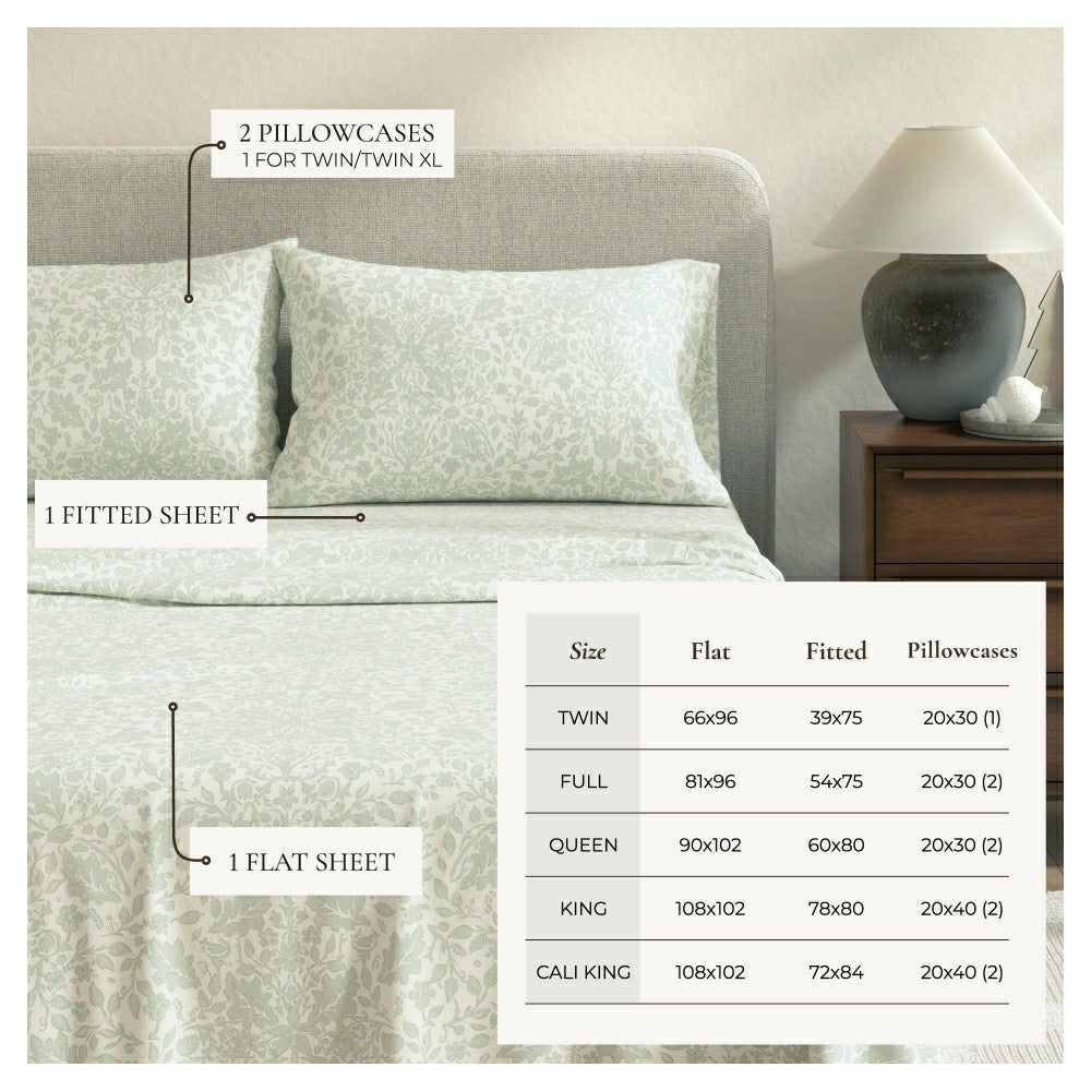 Plow & Hearth Turkish Cotton Flannel Sheet Set - Winter Floral Collection