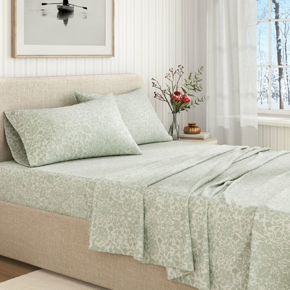 Plow & Hearth Turkish Cotton Flannel Sheet Set - Winter Floral Collection