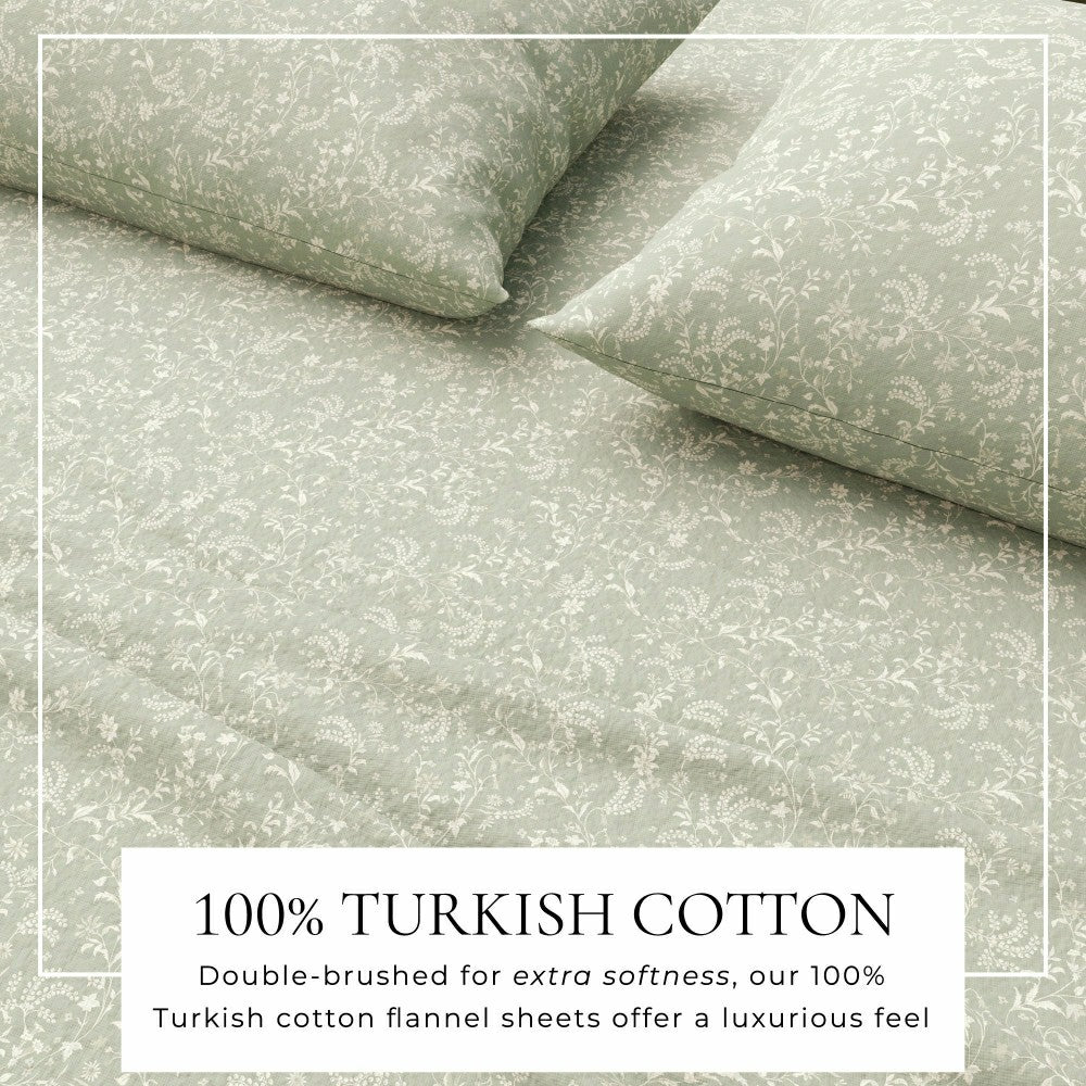 Plow & Hearth Turkish Cotton Flannel Sheet Set - Winter Floral Collection