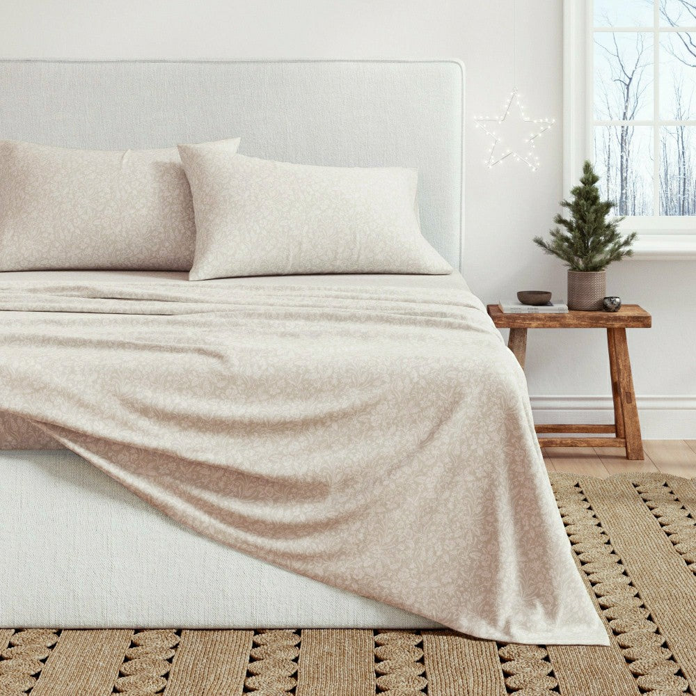 Plow & Hearth Turkish Cotton Flannel Sheet Set - Winter Floral Collection