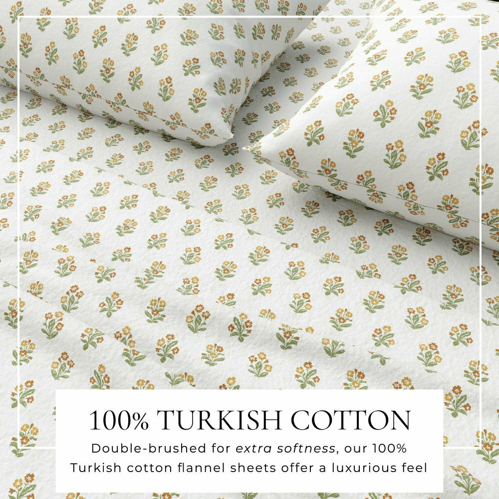Plow & Hearth Turkish Cotton Flannel Sheet Set - Winter Floral Collection