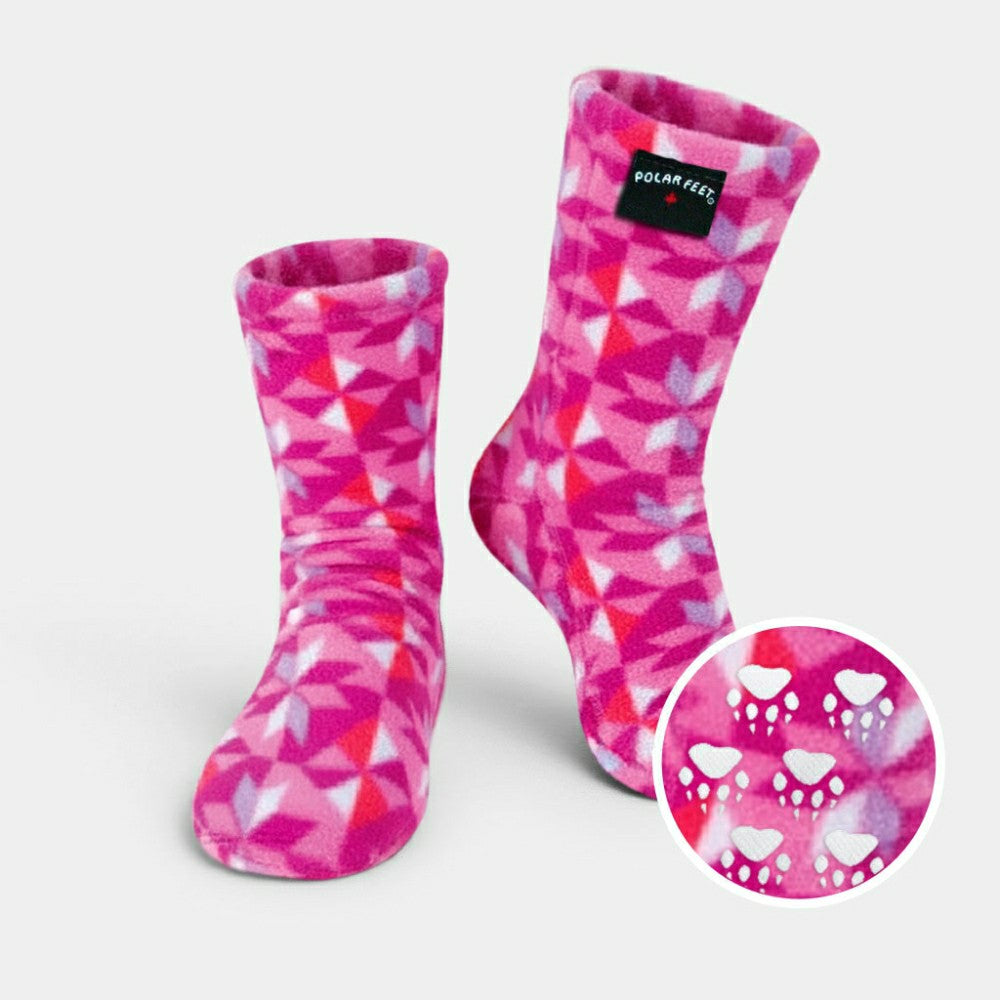 Plow & Hearth Kids' Nonskid Fleece Socks - Kaleidoscope