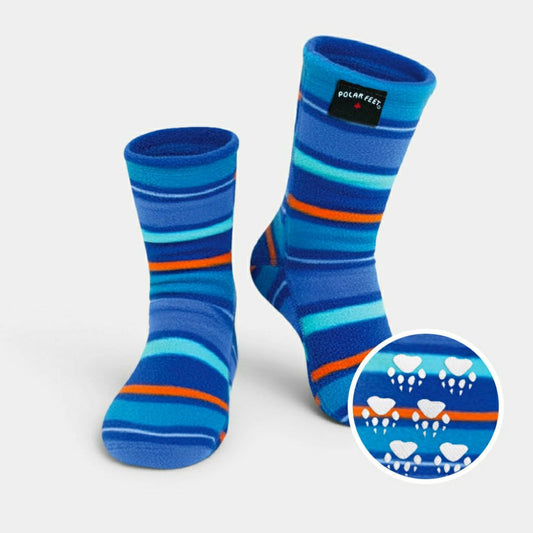 Plow & Hearth Kids' Nonskid Fleece Socks - Jazz Stripes