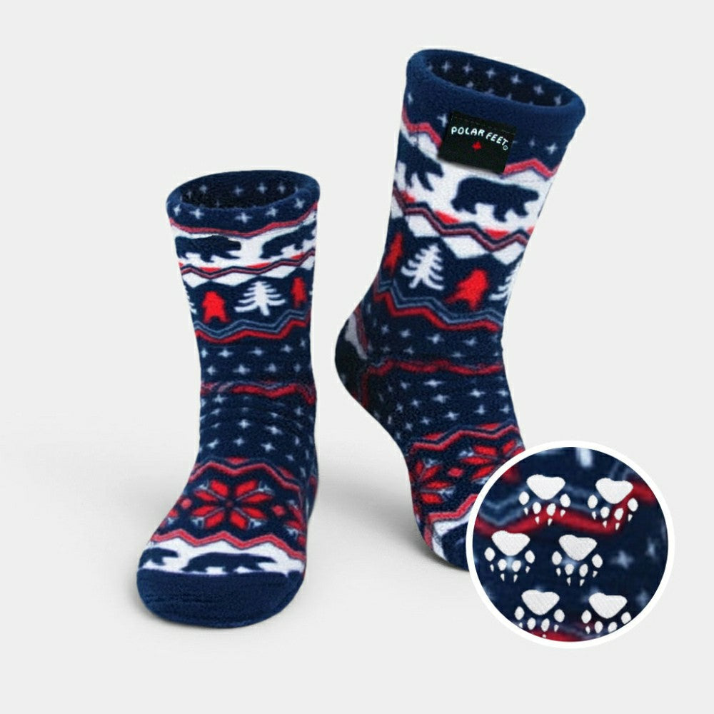 Plow & Hearth Kids' Nonskid Fleece Socks - Polar Bear